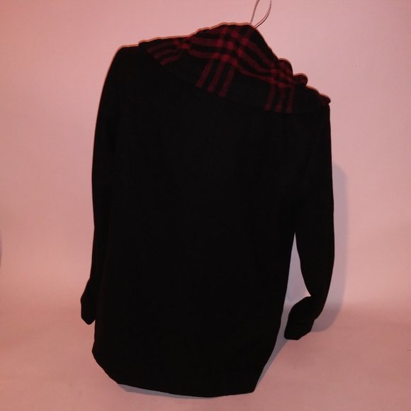 Wardrobe Essentials Jacket Coat Size 8 Black Red Plaid Zip & Snap Pit to Pit 21" - Picture 11 of 15